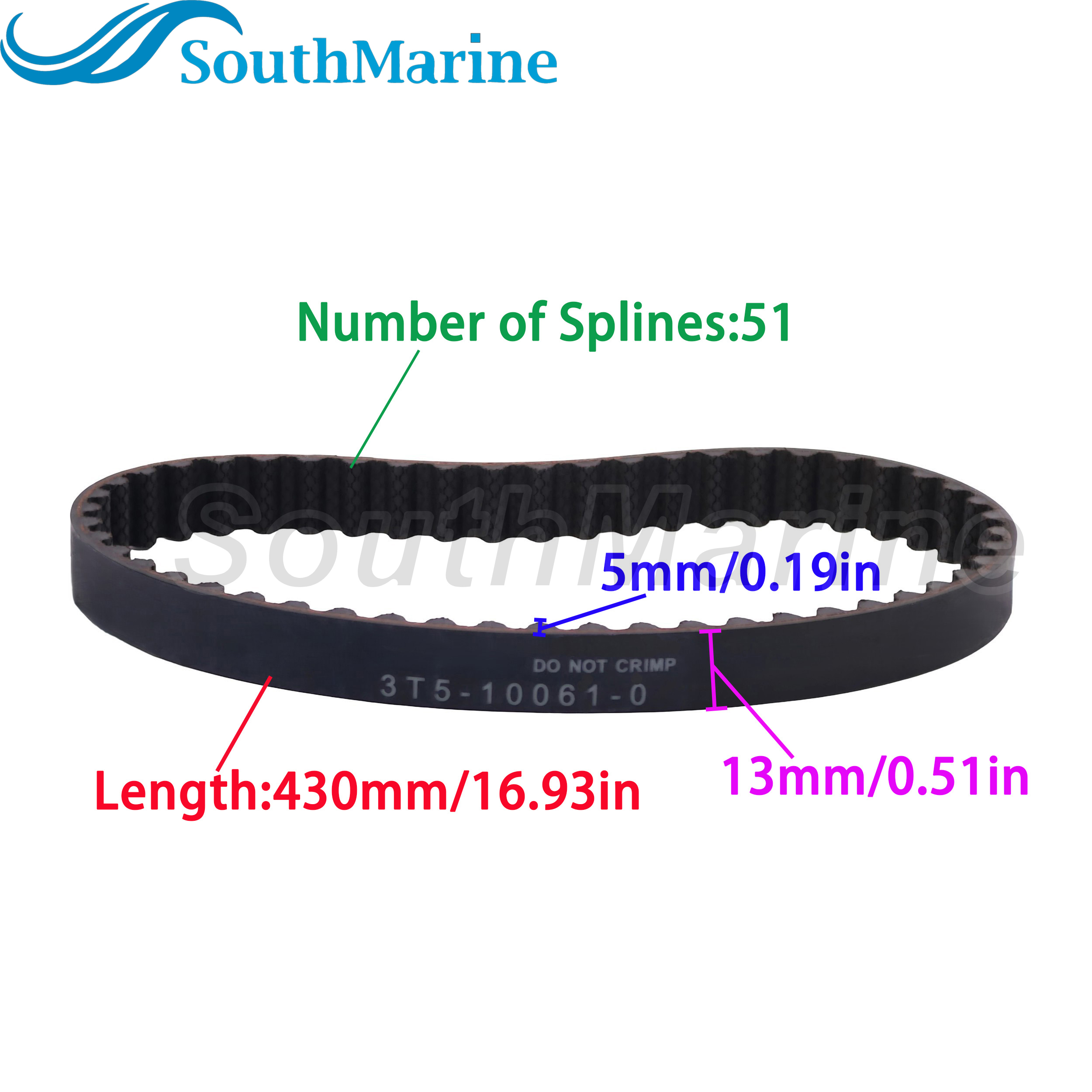 Boat Motor 3T5-10061-0 3T5100610 3T5100610M Drive Belt for Tohatsu for Nissan 40HP 50HP MD40 MD50 NSD40/50 Outboard Engine