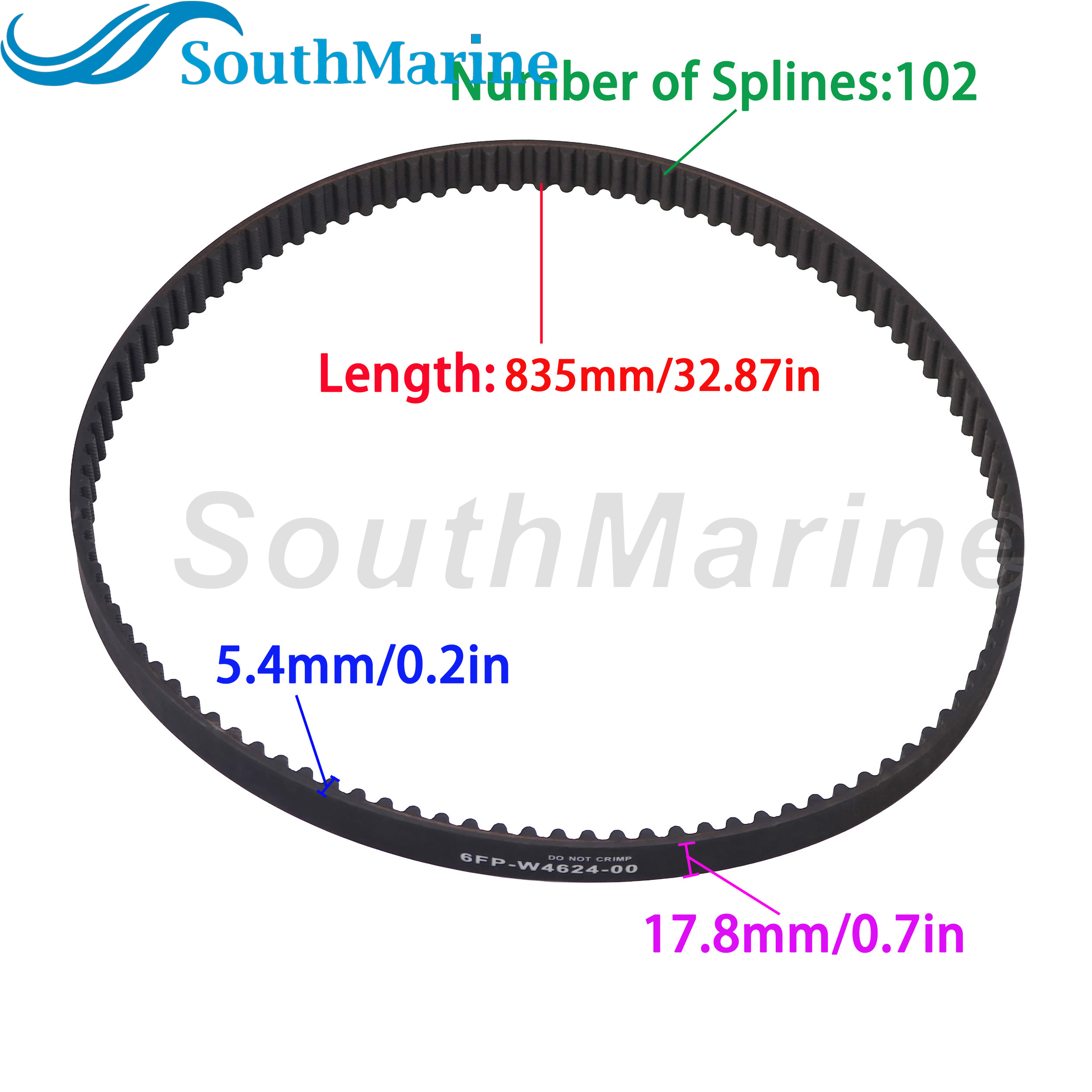 Boat Engine 6FP-W4624-00 Timing Belt for Yamaha Mariner 75HP 90HP F90B VF90