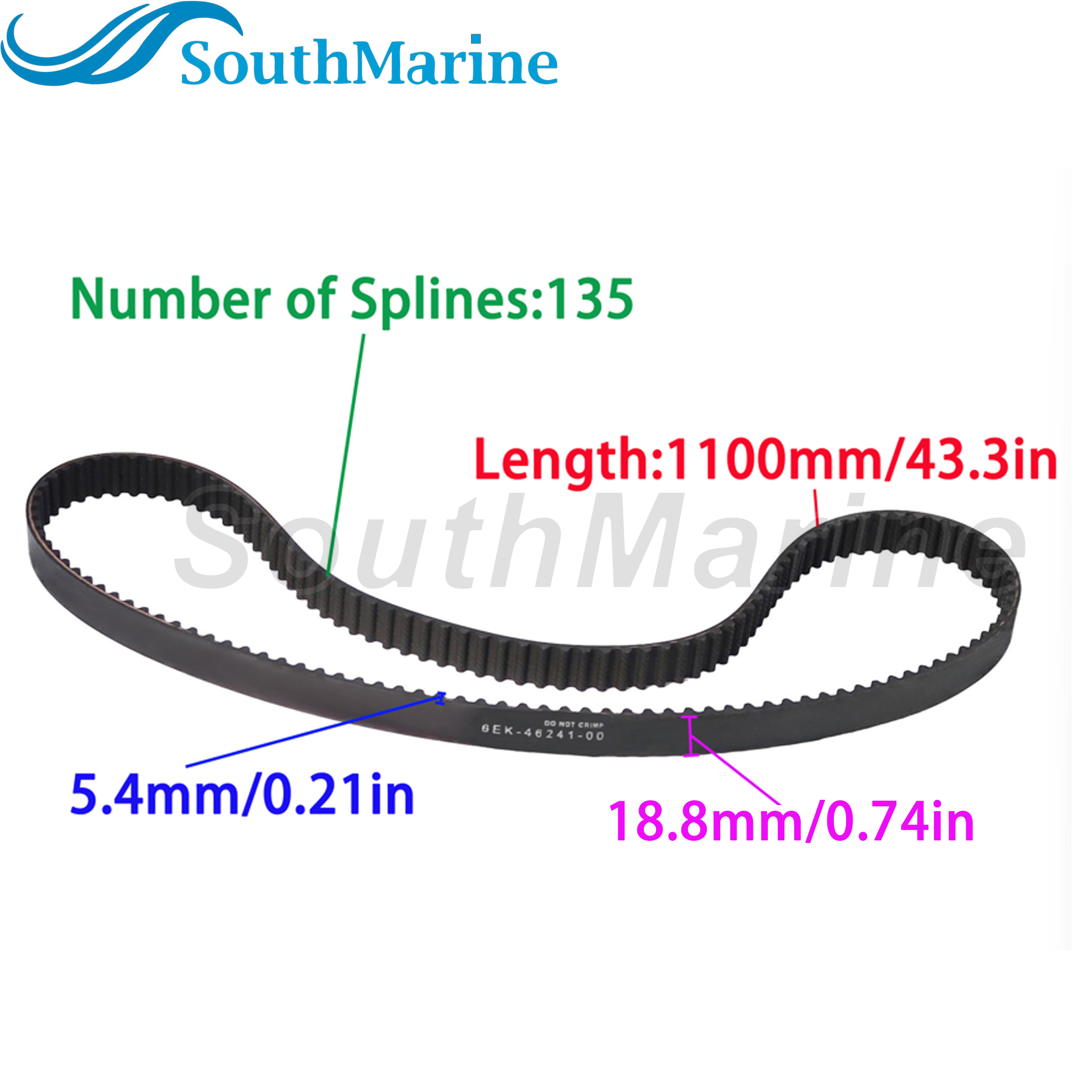 Boat Engine 6EK-W4624-00 6EK-46241-00 Timing Belt for Yamaha Mariner 4-Stroke F115 115HP V-Belt 2014~2021