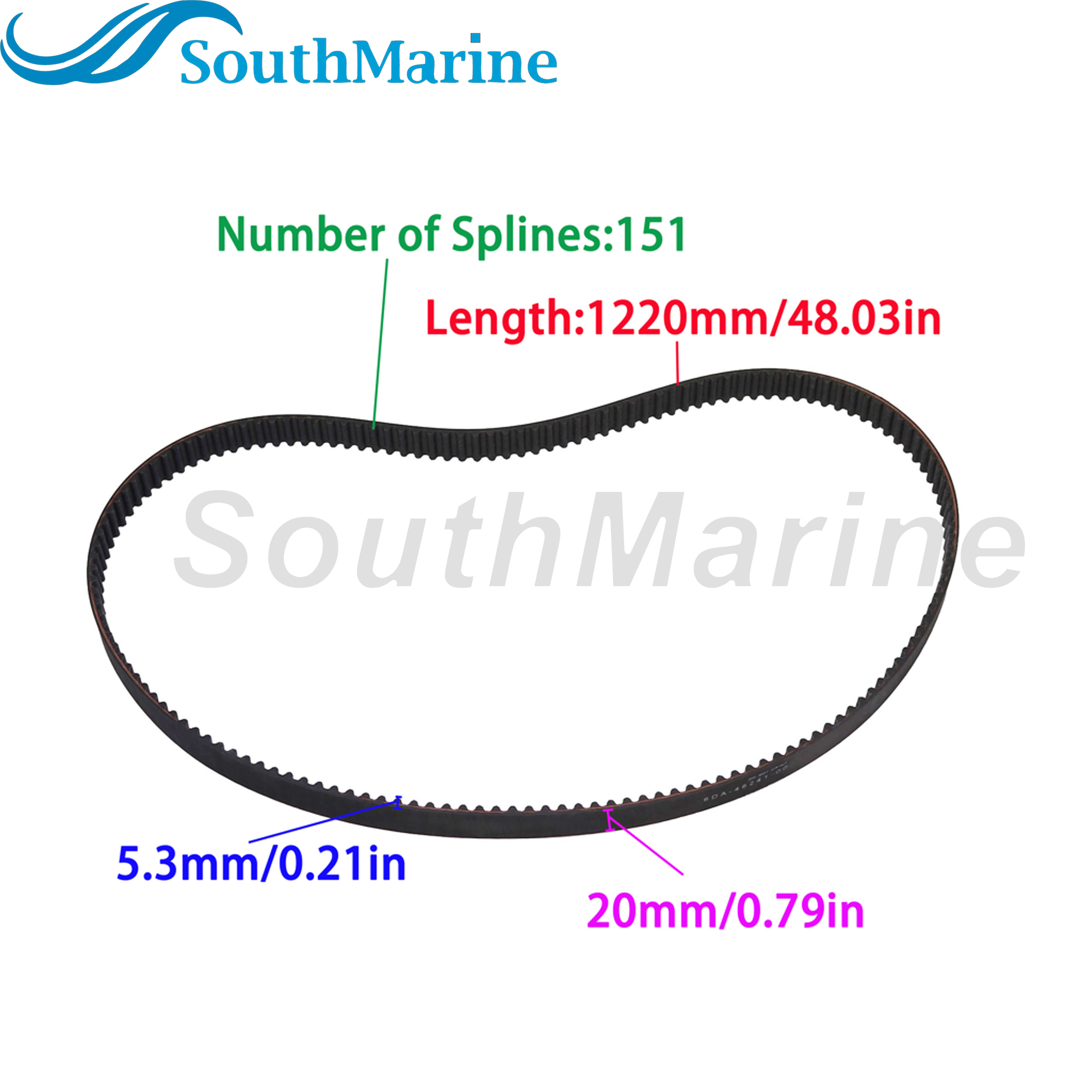 Boat Engine 6DA-W4624-00 6DA-46241-00 18-15142 Timing Belt for Yamaha Mariner F150 Lf150 Vf150 150HP