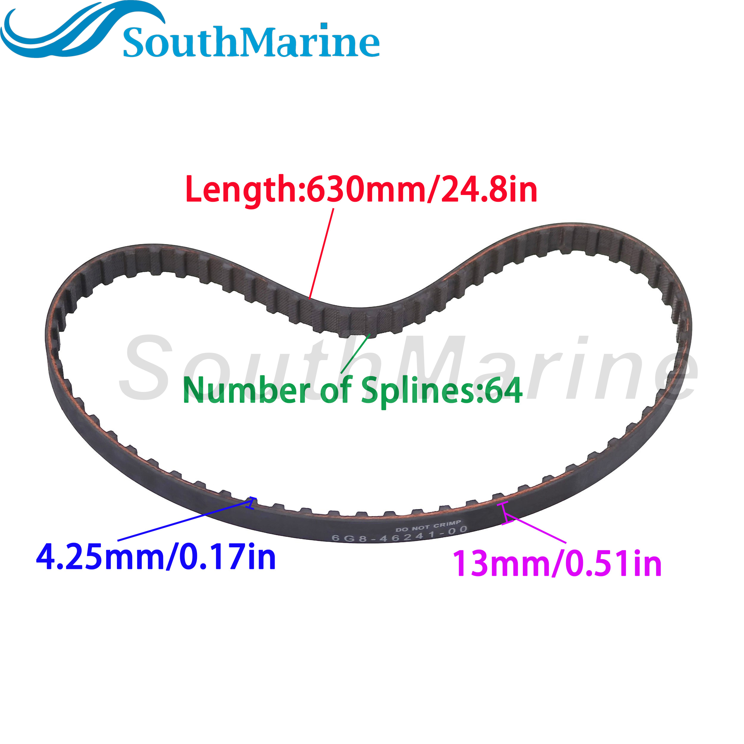 Boat Engine 6G8-46241-00 18-15133 Timing Belt for Yamaha Mariner F9.9 FT9.9 T9.9 9.9HP Oil Pump