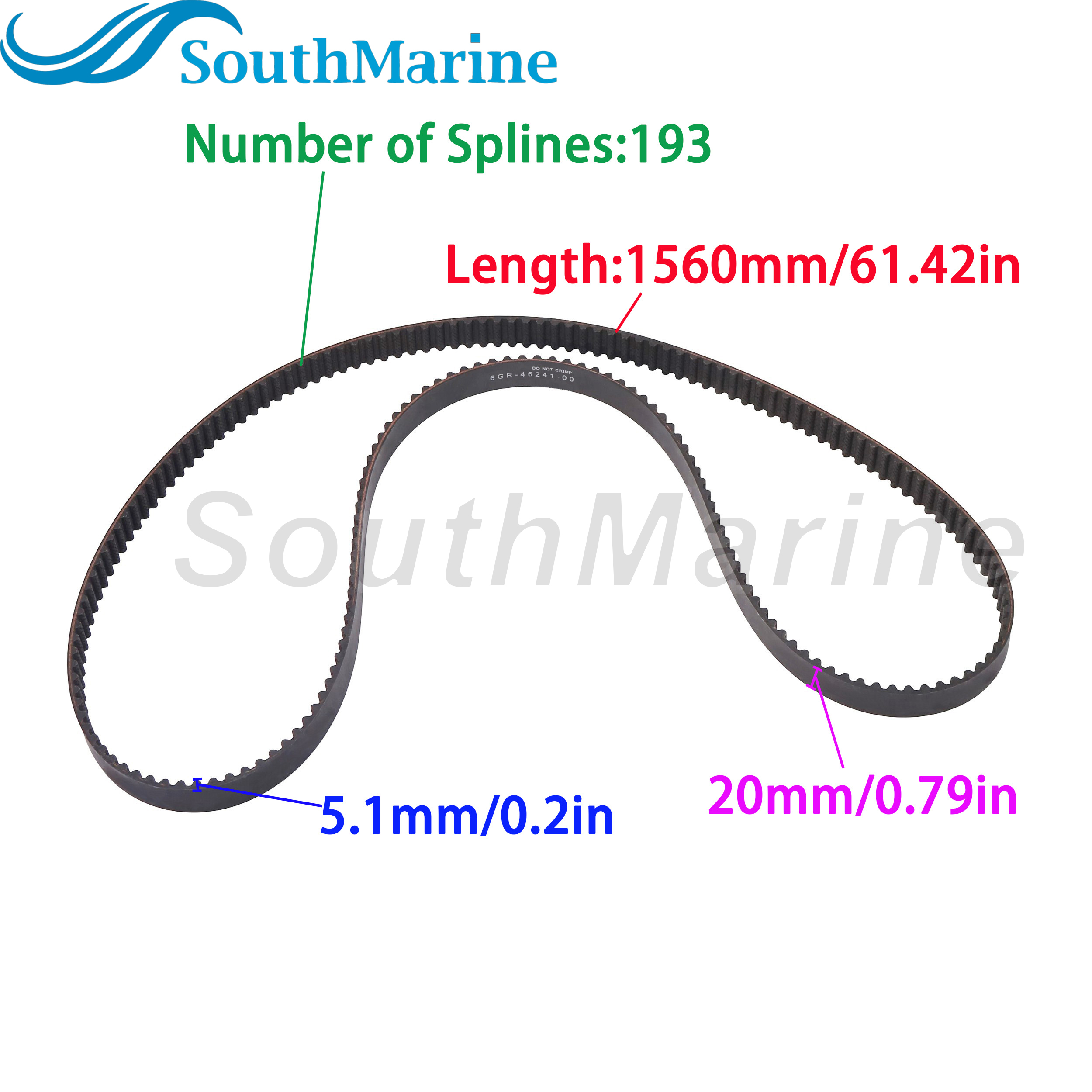 Boat Engine 6GR-W4624-00 6GR-46241-00 Timing Belt for Yamaha Mariner XTO 425HP V8 XF425