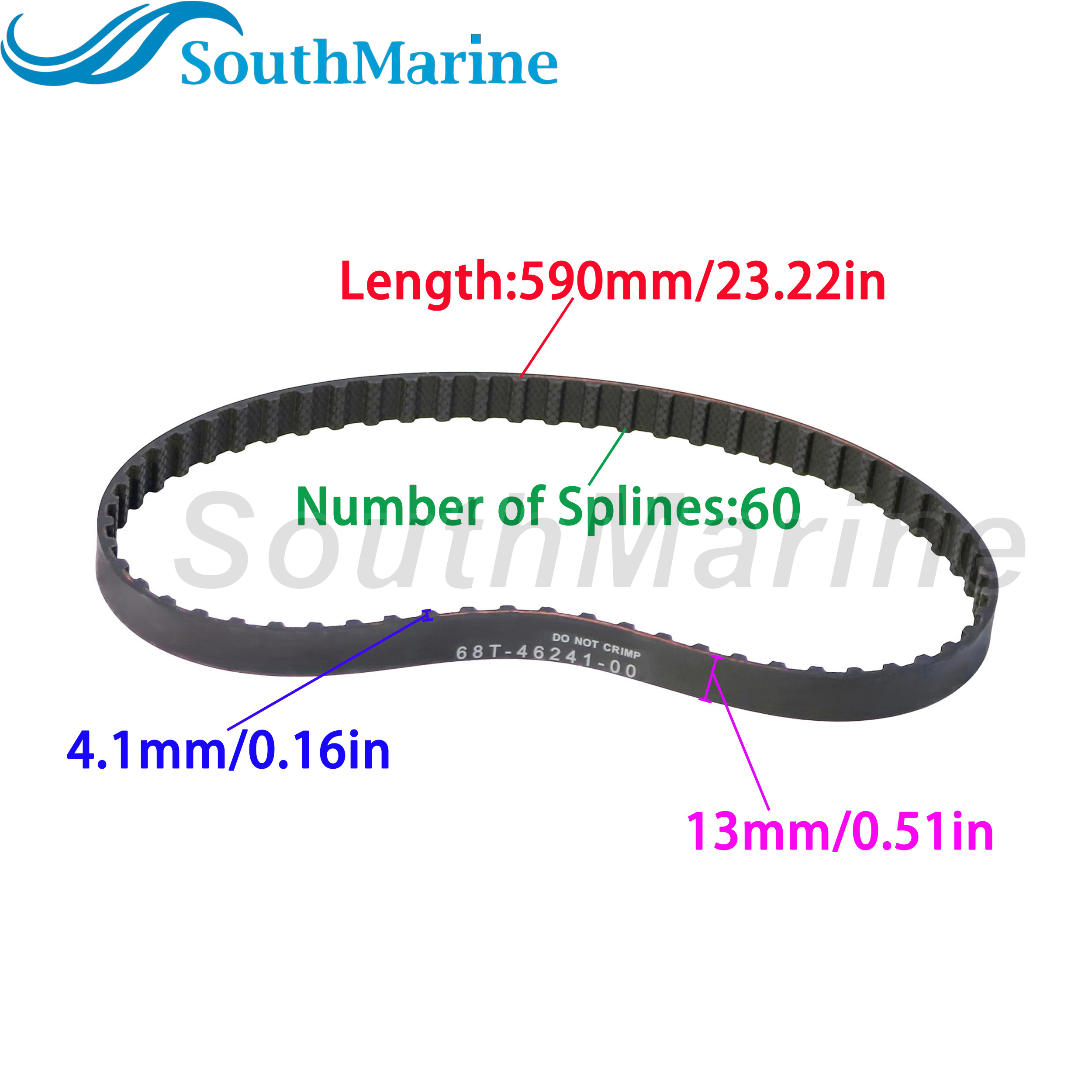 Boat Engine 68T-46241-00 60R-G6241-00 18-15138 Timing Belt for Yamaha Mariner 6HP 8HP 9.9HP F6A F6B F8C F8F FT8D FT9.9G FT9.9L