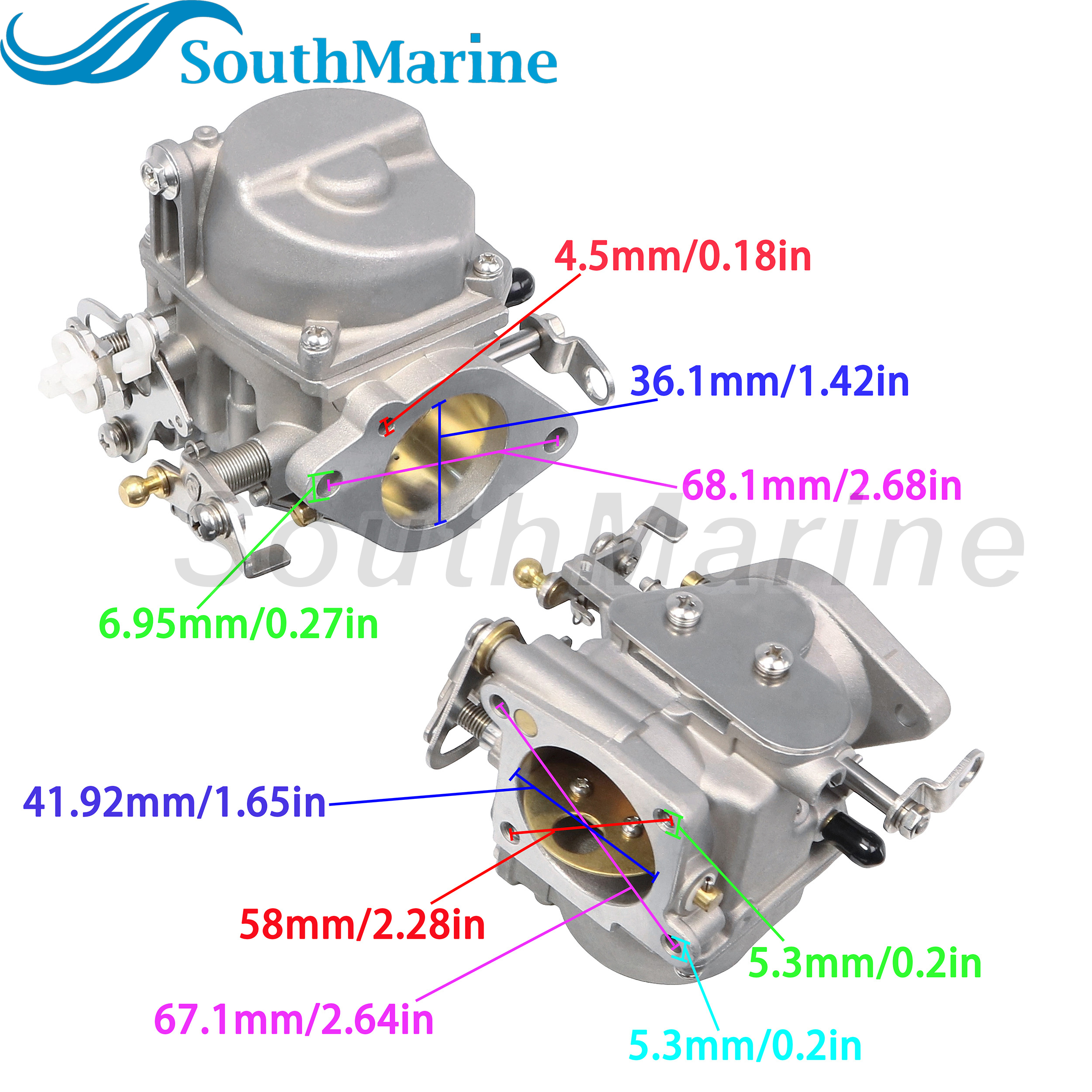 Boat Motor 6H1-14302-00 01 02 15 Carburetor Assembly for Yamaha 90HP, CENTER Carburetor of Sets
