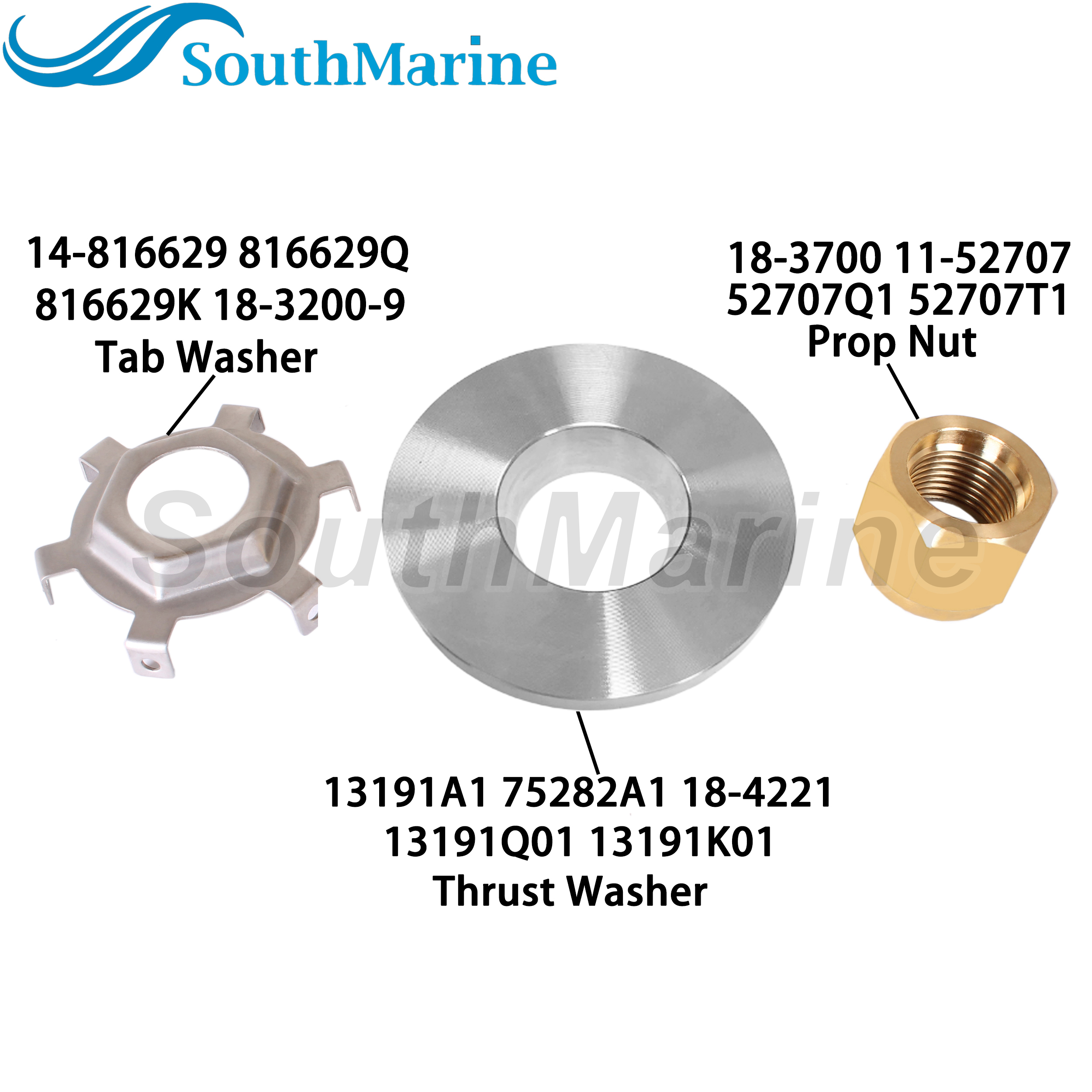 Outboard Motor 13191A1 18-4221 13191K01 Thrust Washer, 816629Q 18-3200-9 Tab Washer for Mercury 40HP-150HP Propeller Hardware Kit