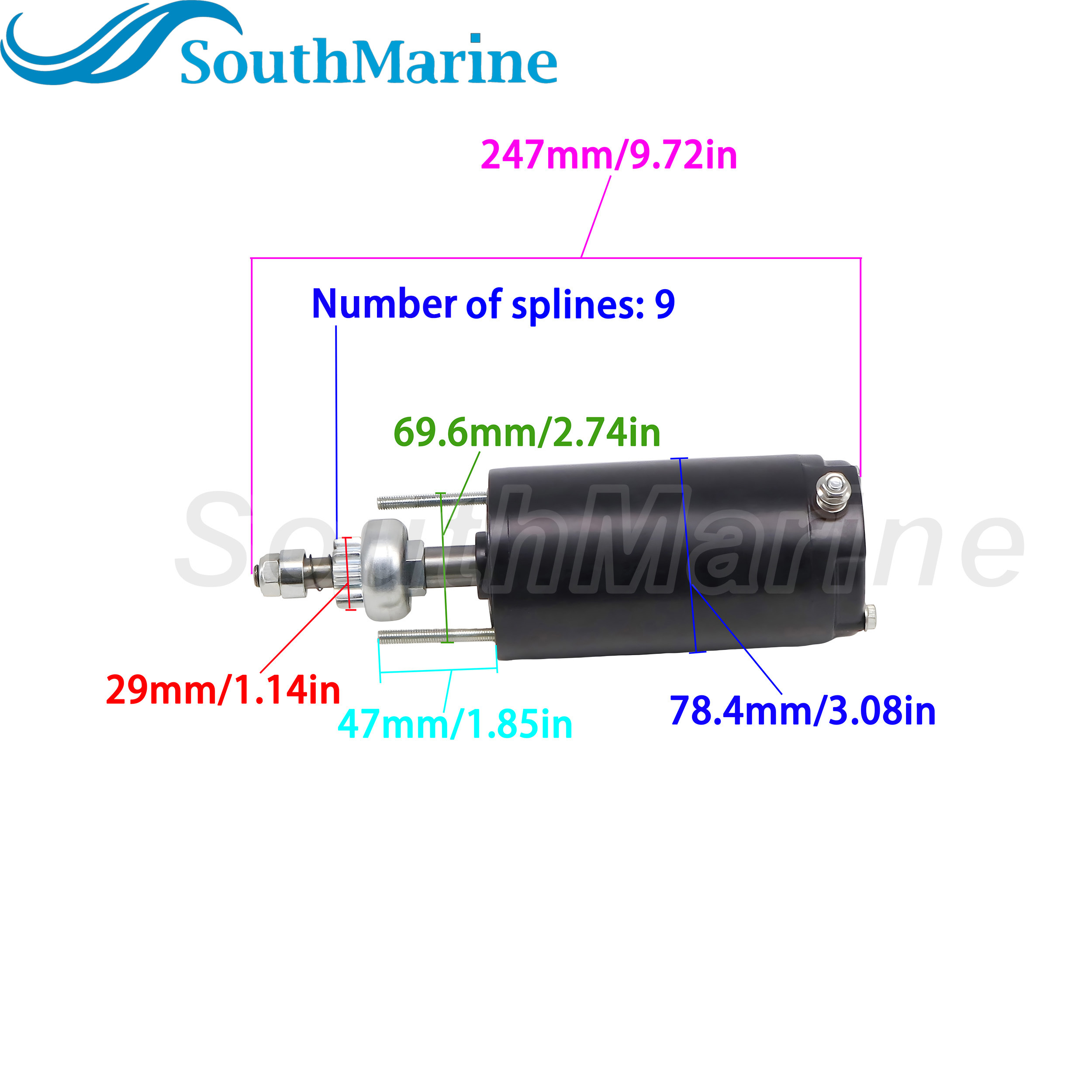 Outboard Engine 50-583869-T 616955-1 819085-1 Starter Motor for Mercury Marine 70HP-150HP, 480955 F616955 for Chrysler Force