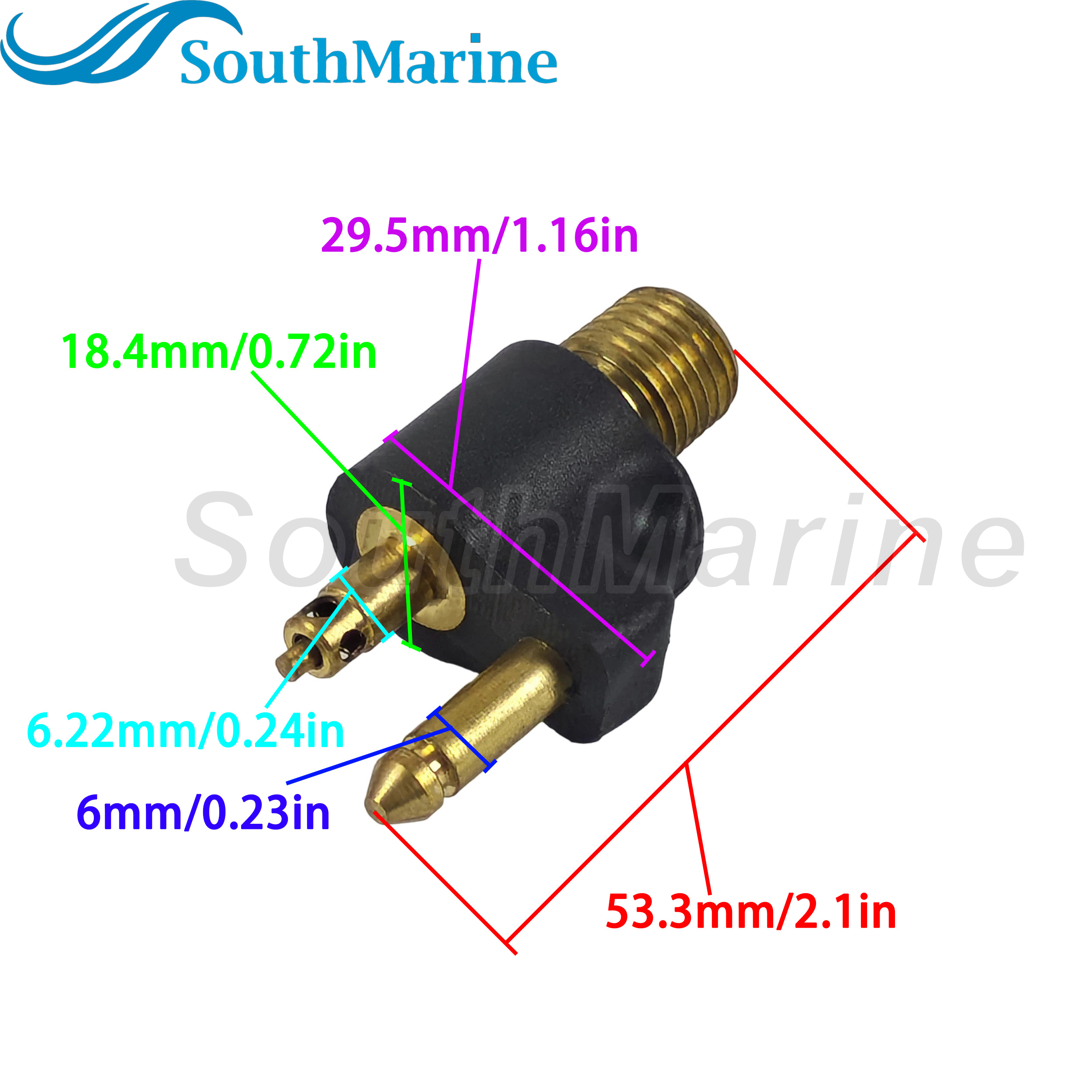 Boat Engine 033400-10 Brass Male Tank Fitting for Johnson Evinrude BRP OMC for Scepter Fuel Tank, 1/4" NPT
