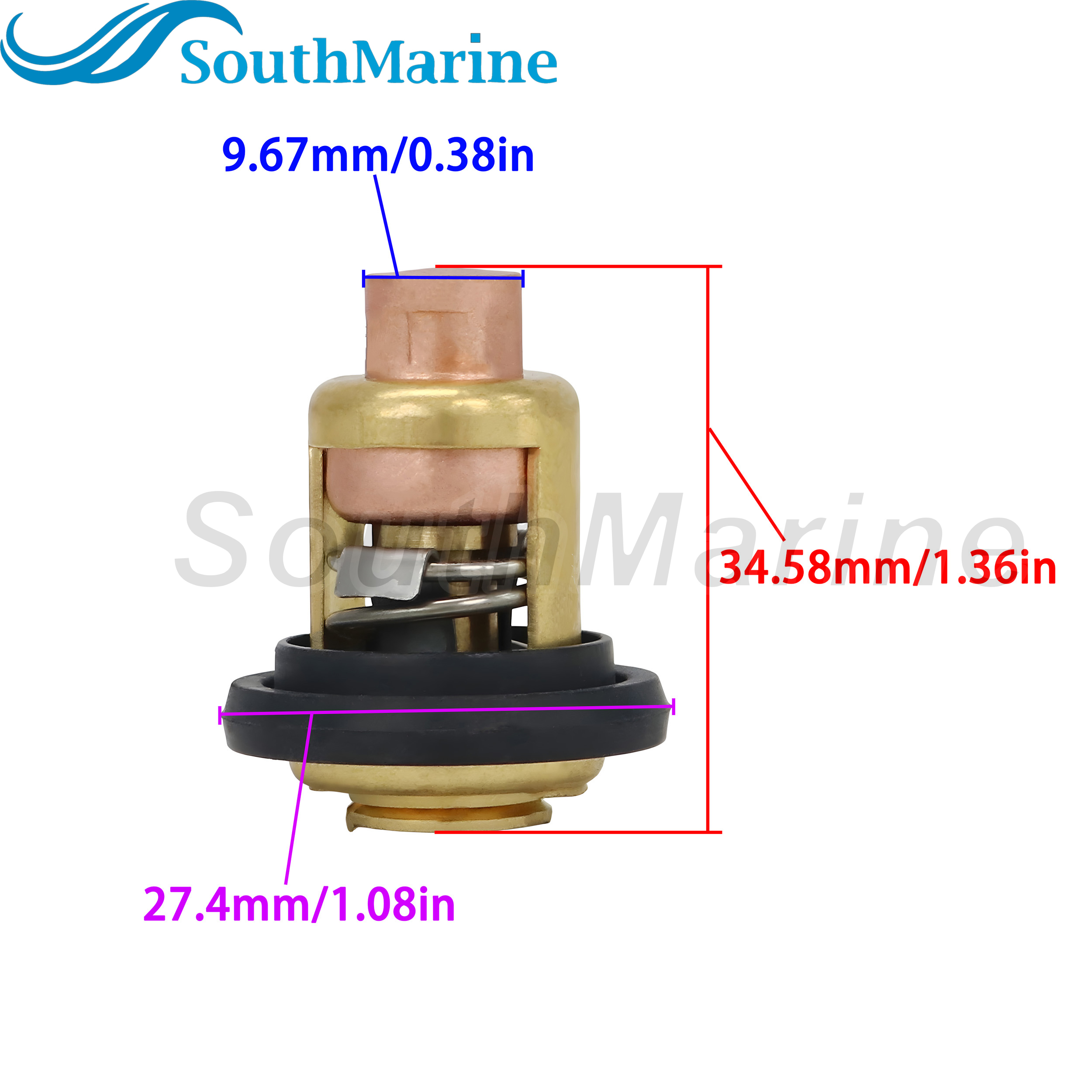 Outboard Motor 6F5-12411-01 02 03 18-3625 Thermostat & 6E9-12414-A0 A1 18-99142 Gasket for Yamaha 40HP C40 Boat Motor, 60℃/140℉