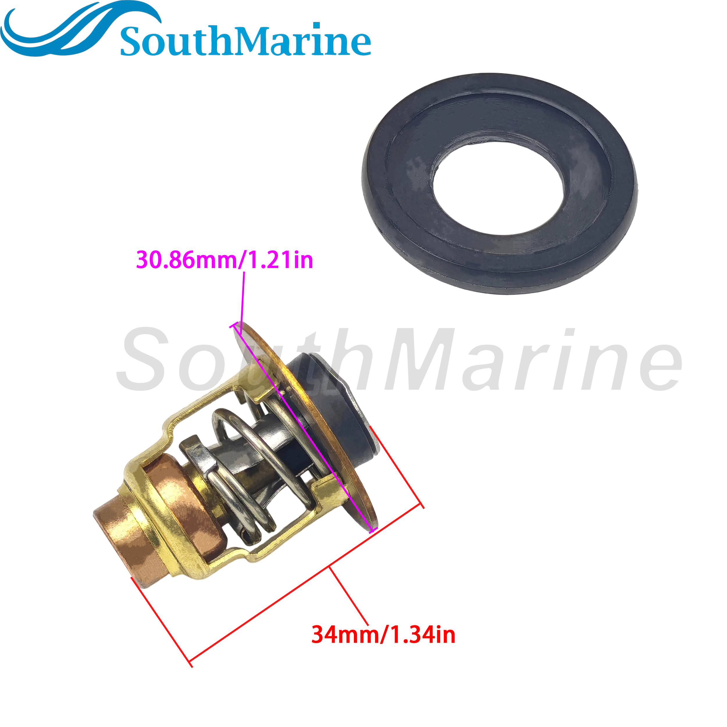 Boat Engine 6FM-12411-00 Thermostat for Yamaha 20HP 24HP 25HP 4-Stroke Marine Outboard Motor, 140℉/60℃