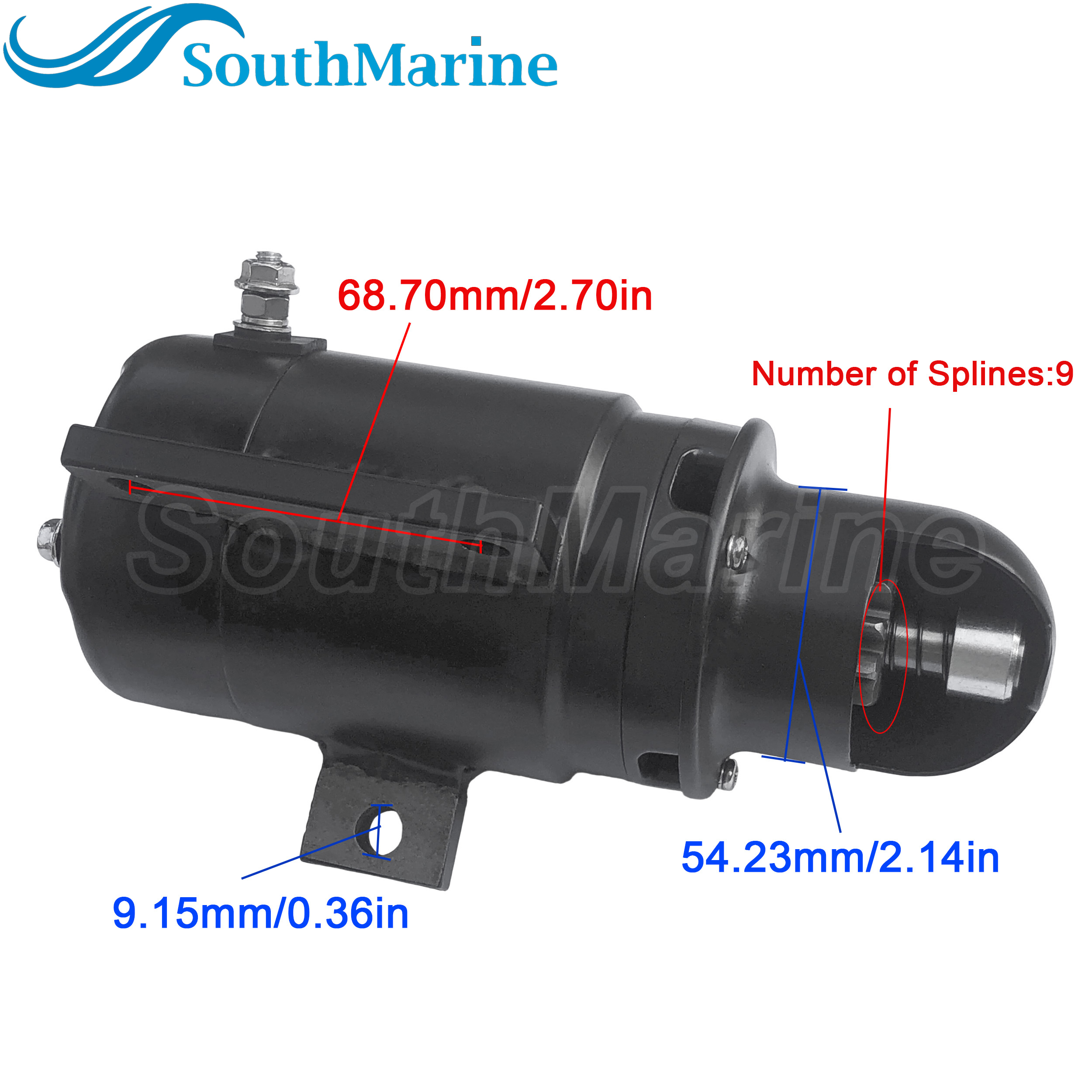 SouthMarine Boat Motor T85-05000200 Starter Motor for Parsun HDX T75 T85 T90 2-Stroke Outboard Engines