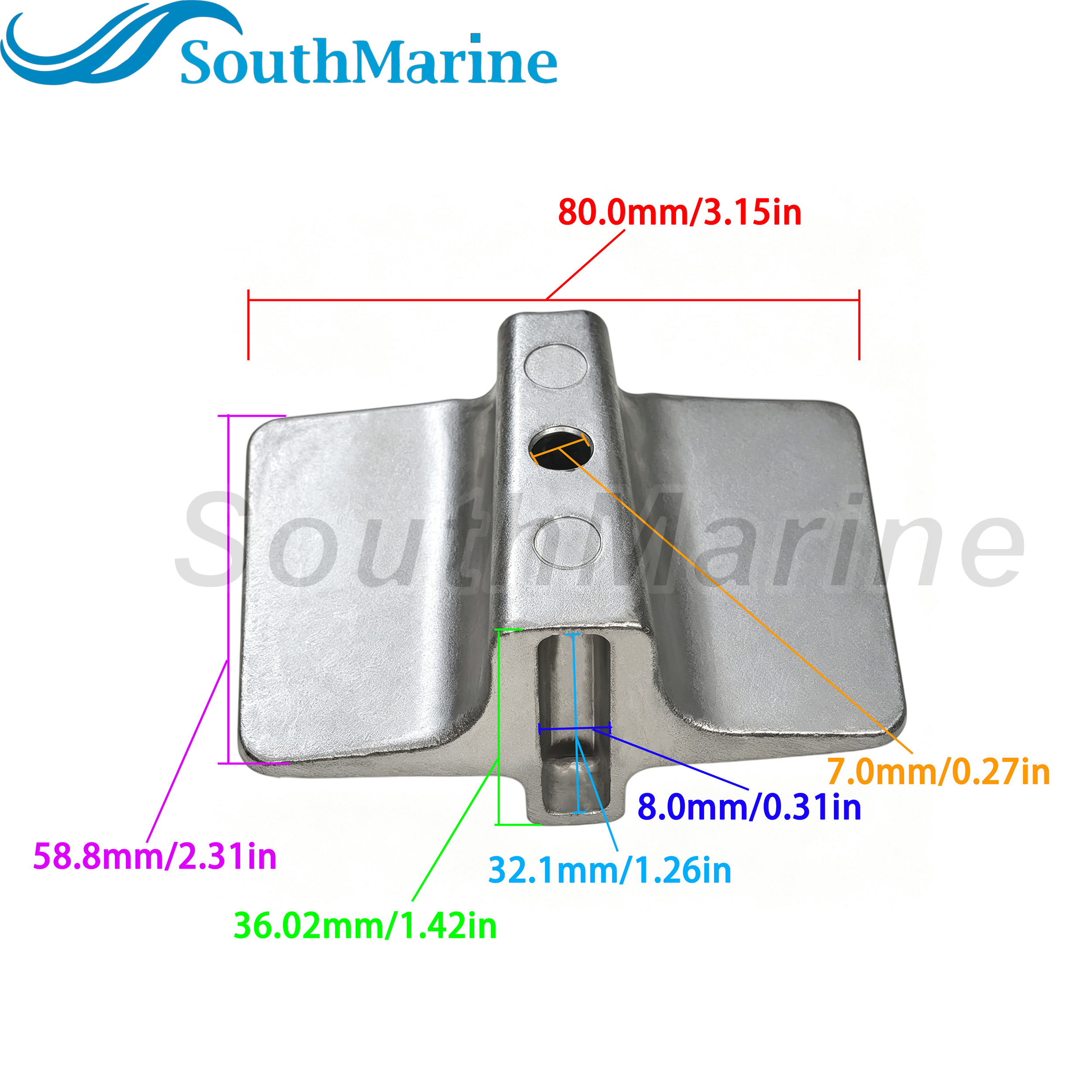 Boat Engine 6AH-45251-00 Trim Tab Anode for Yamaha 15HP 20HP F15 F20 WSM 450-01154AL, Aluminum Alloy