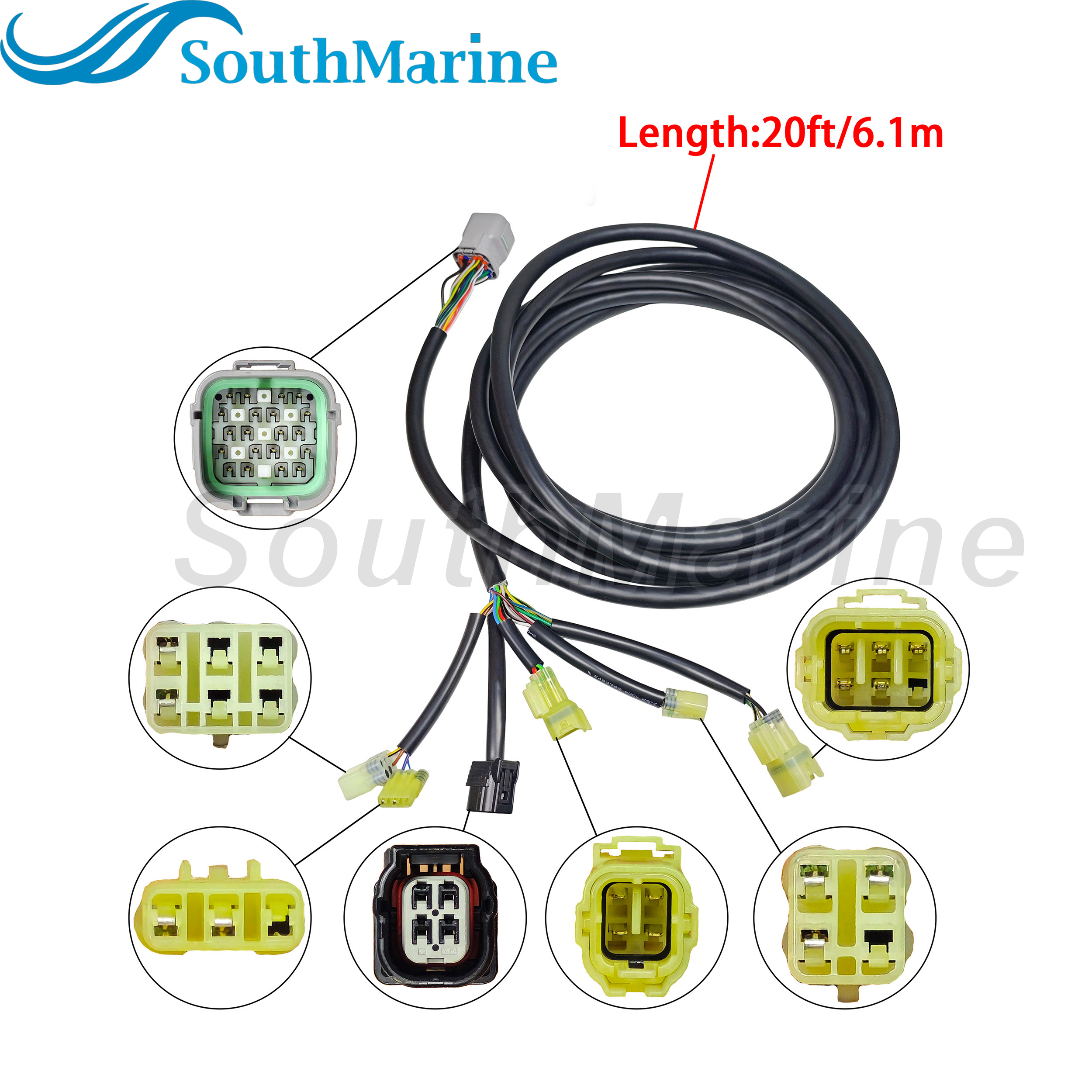 Boat Engine 32580-ZVL-900 Main Wiring Harness for Honda 200HP 225HP 250HP BF200D BF225D BF250D 20Pin, 20ft/6.1m