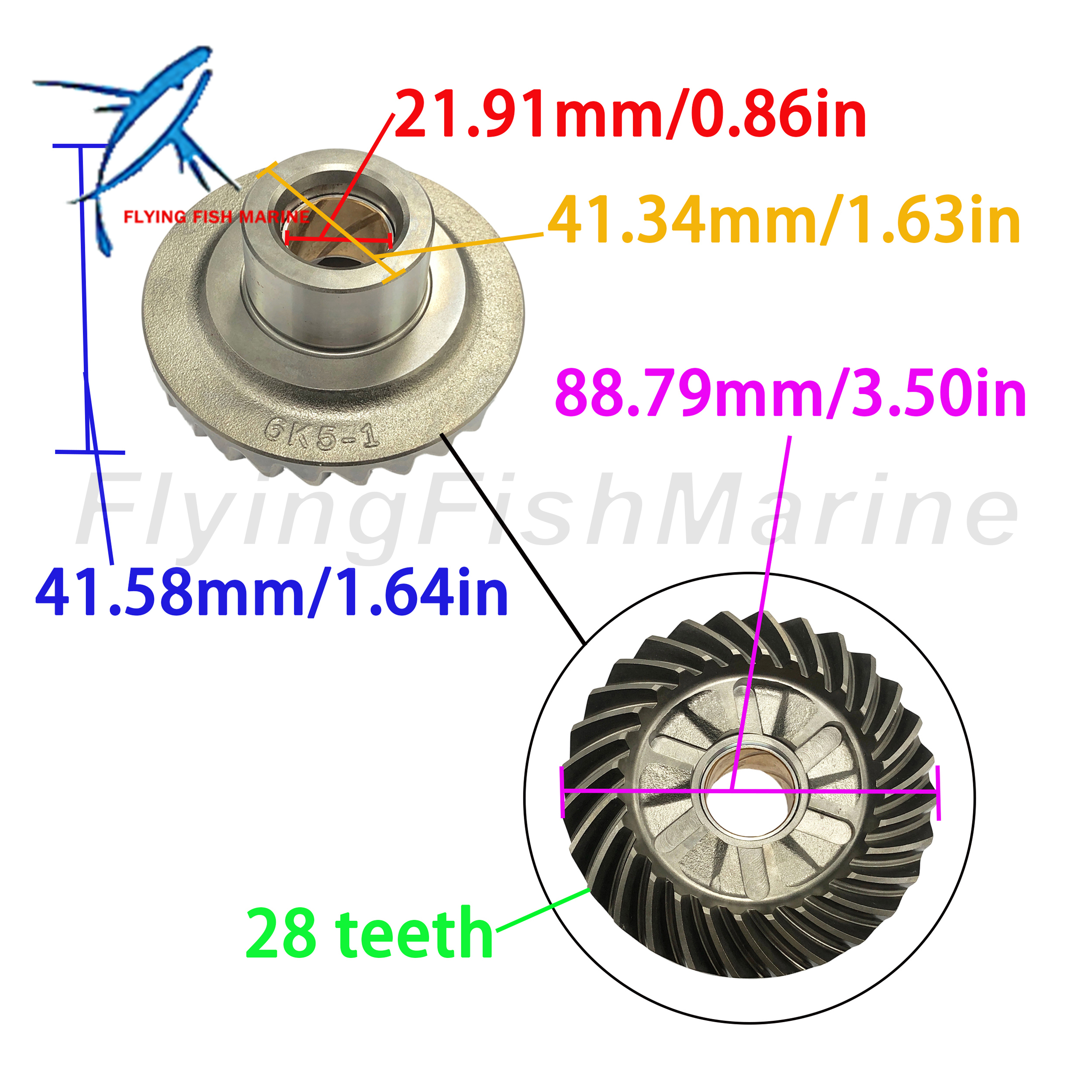 Outboard Engine 6H3 6K5-45551-00 Pinion & 6K5-45560-00 Forward & 6K5-45570-00 6K5-45571-00 Reverse Gear Set for Yamaha Parsun 50HP 60HP 70HP Boat Motor