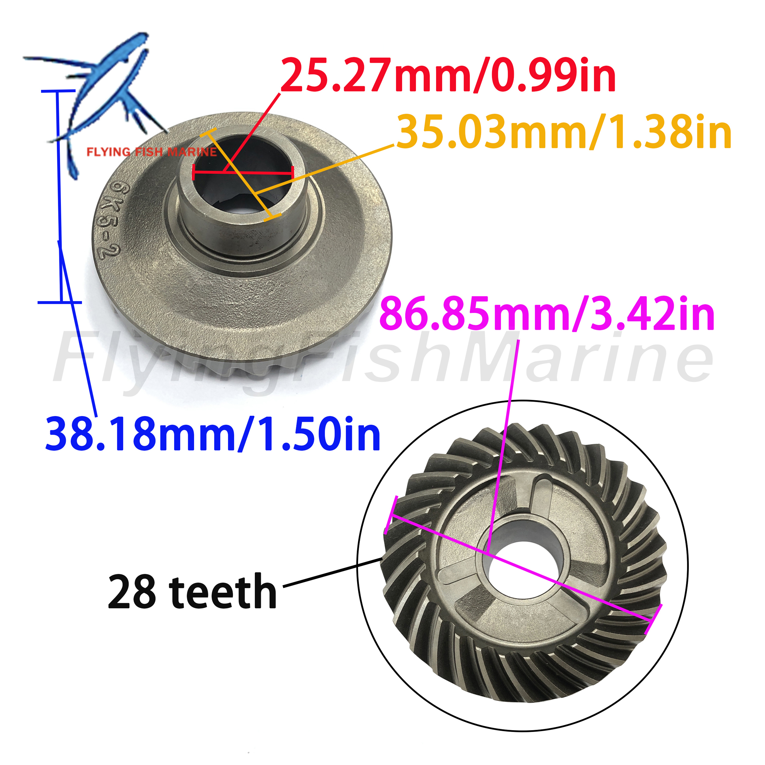 Outboard Engine 6H3 6K5-45551-00 Pinion & 6K5-45560-00 Forward & 6K5-45570-00 6K5-45571-00 Reverse Gear Set for Yamaha Parsun 50HP 60HP 70HP Boat Motor