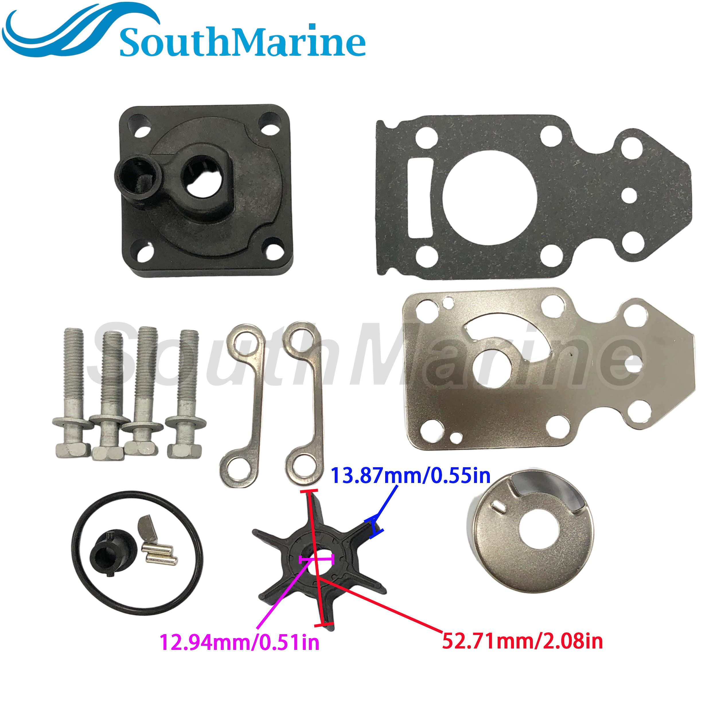 Boat Motor 63V-W0078-00 63V-W0078-01 63V-W0078-02 63V-W0078-03 18-3412 Water Pump Impeller Repair Kit for Yamaha F15 15hp 4-stroke Outboard Engine