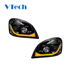 Freightliner Cascadia Blackout LED Projector Headlamp With LED Dual Function Turn Signal 2008-2017