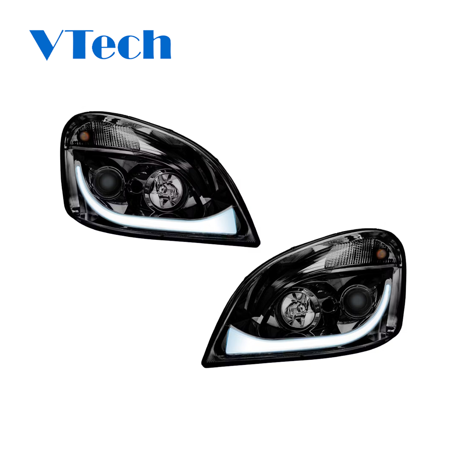 Freightliner Cascadia Blackout LED Projector Headlamp With LED Dual Function Turn Signal 2008-2017