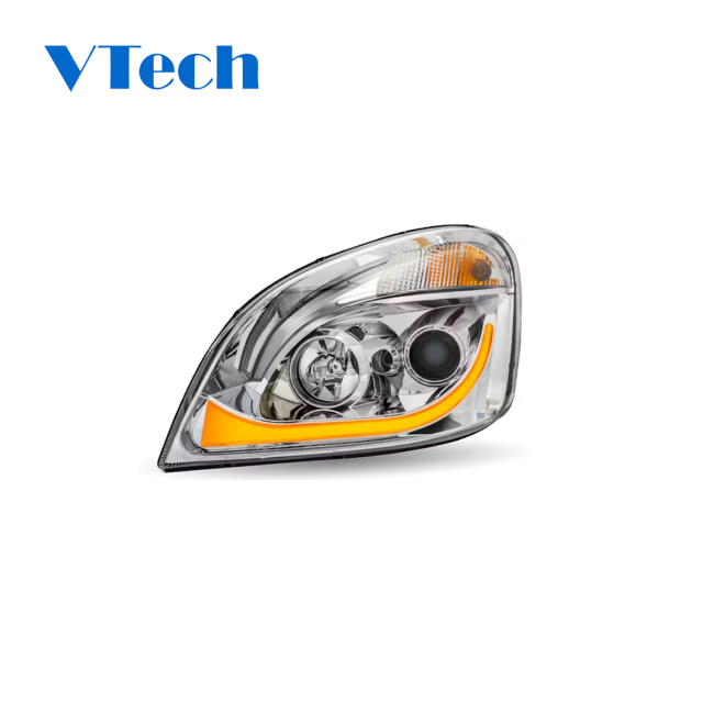 Freightliner Cascadia Chrome Headlamp LED Projector Headlight With LED Dual Function Turn Signal 2007-2018
