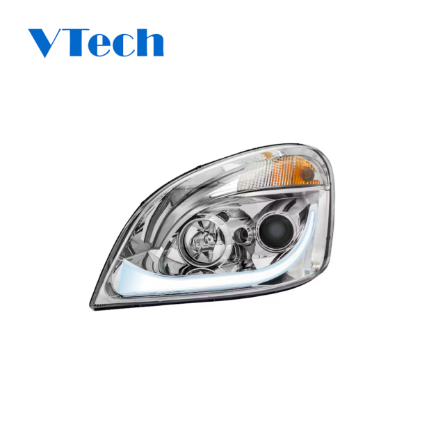 Freightliner Cascadia Chrome Headlamp LED Projector Headlight With LED Dual Function Turn Signal 2007-2018