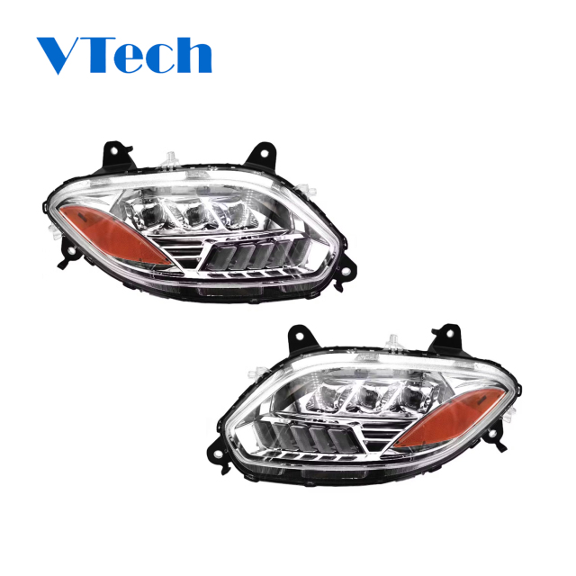 International LT625 Chrome Projection LED Headlight Assembly With Sequential Turn Signal And DRL 2018-2023