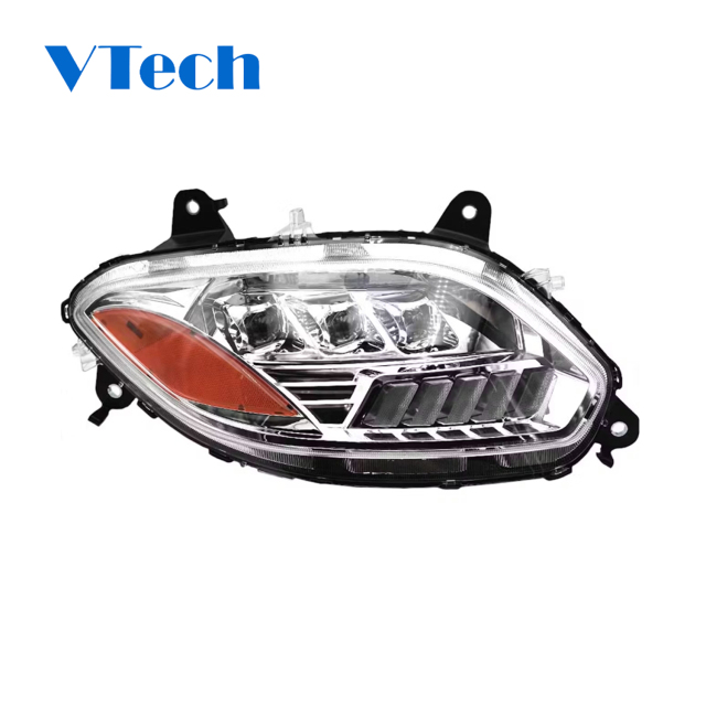 International LT625 Chrome Projection LED Headlight Assembly With Sequential Turn Signal And DRL 2018-2023