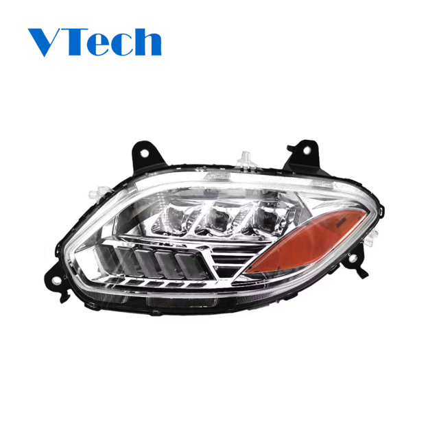International LT625 Chrome Projection LED Headlight Assembly With Sequential Turn Signal And DRL 2018-2023