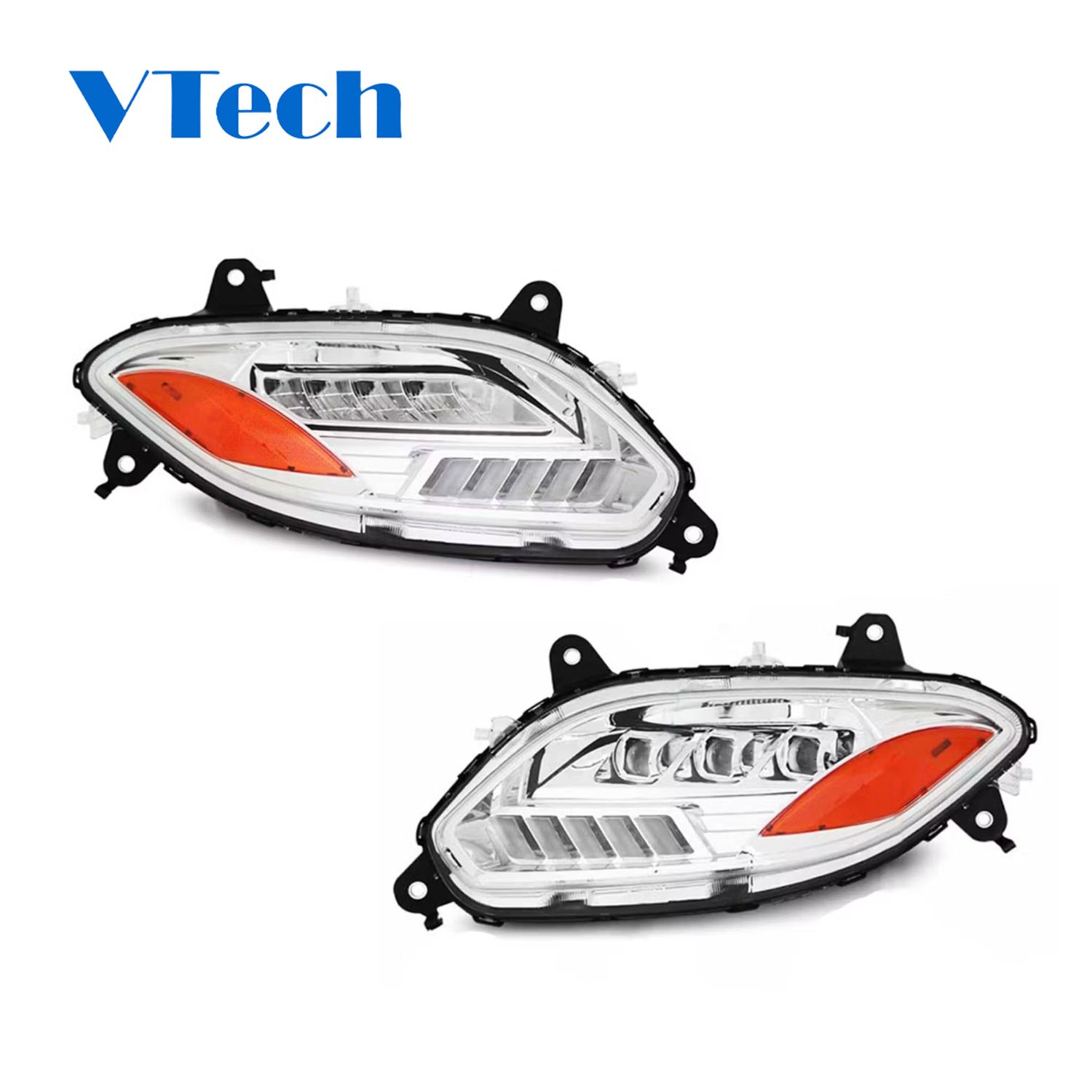 International LT625 Chrome Projection LED Headlight Assembly With Sequential Turn Signal And DRL 2018-2023