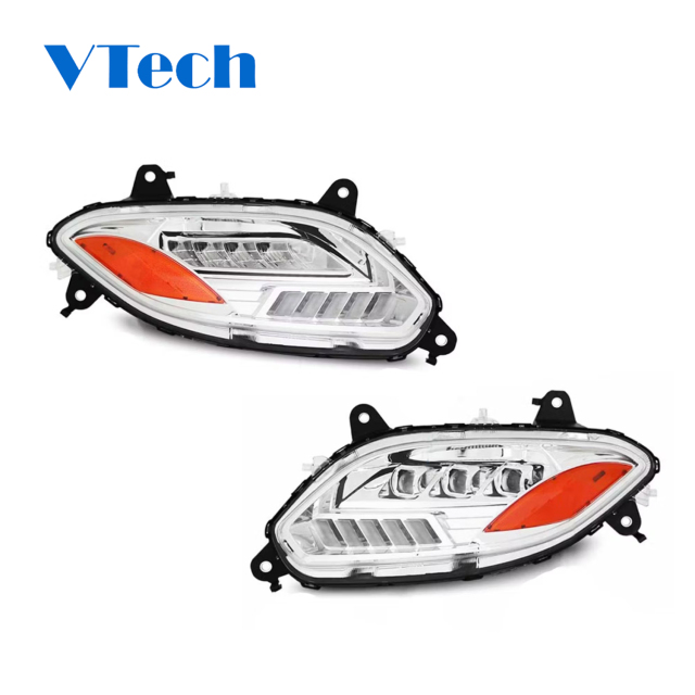 International LT625 Chrome Projection LED Headlight Assembly With Sequential Turn Signal And DRL 2018-2023