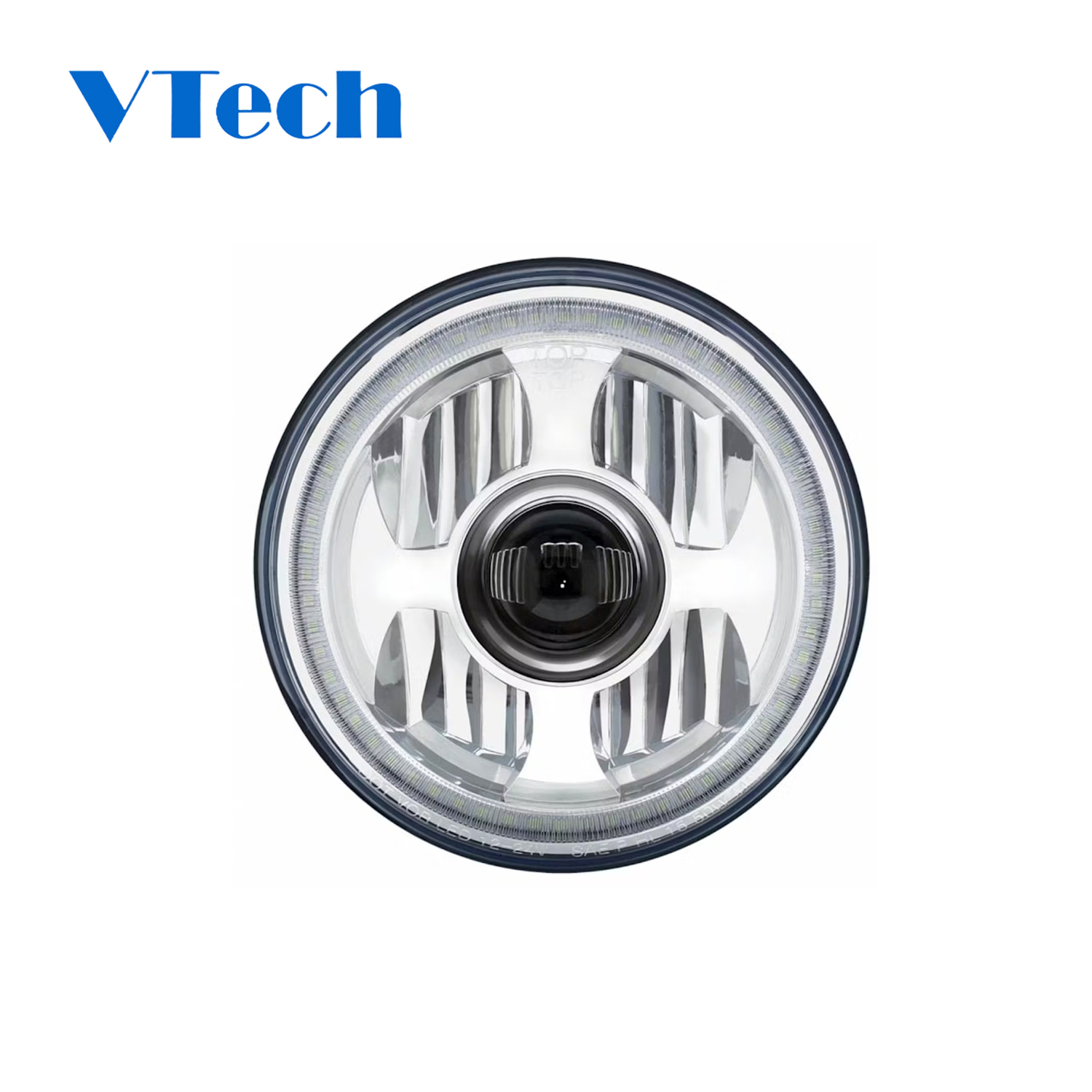 7" Round High Power LED Projection Headlight with Dual Function LED Halo Ring