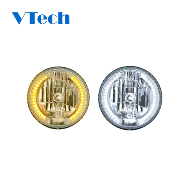 7" Round Crystal Headlight With 34 Auxiliary LEDs