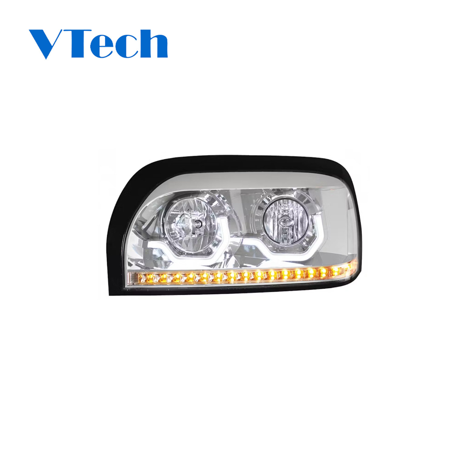 Freightliner Century Chrome Projection Headlight With LED Light Bar And Turn Signal
