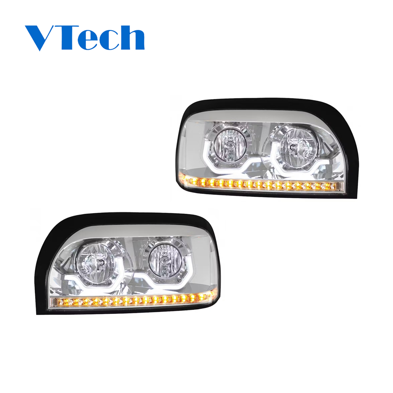 Freightliner Century Chrome Projection Headlight With LED Light Bar And Turn Signal
