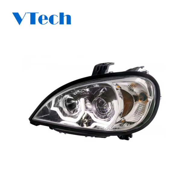 Freightliner Columbia Projection Headlights With LED Bar 1996-2018 Chrome Driver Side and Passenger Side Chrome Headlamp