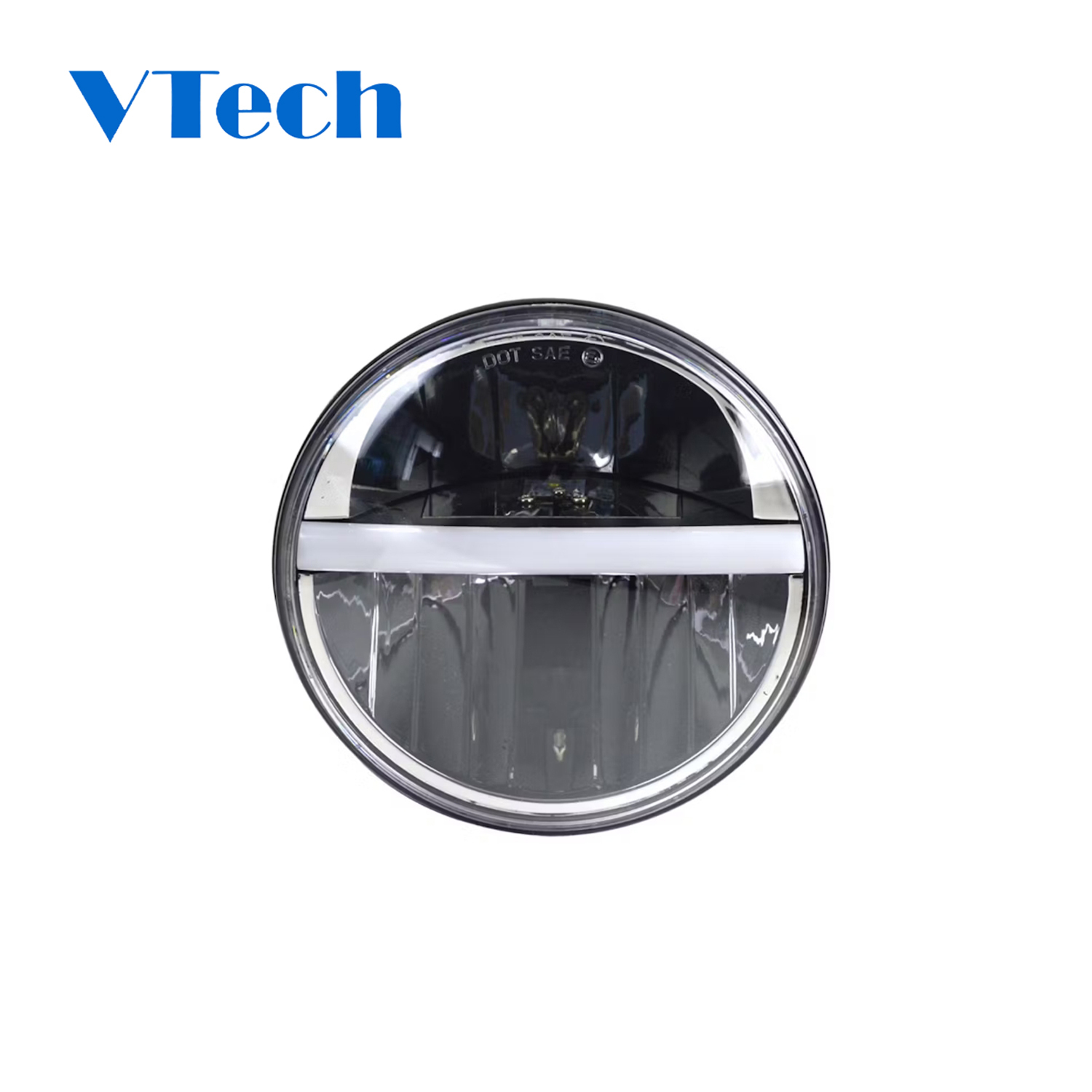 Freightliner 7" Round LED Headlight With Center DRL And Turn Signal Truck Parts Headlamp for Export