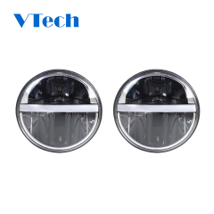 Freightliner 7" Round LED Headlight With Center DRL And Turn Signal Truck Parts Headlamp for Export