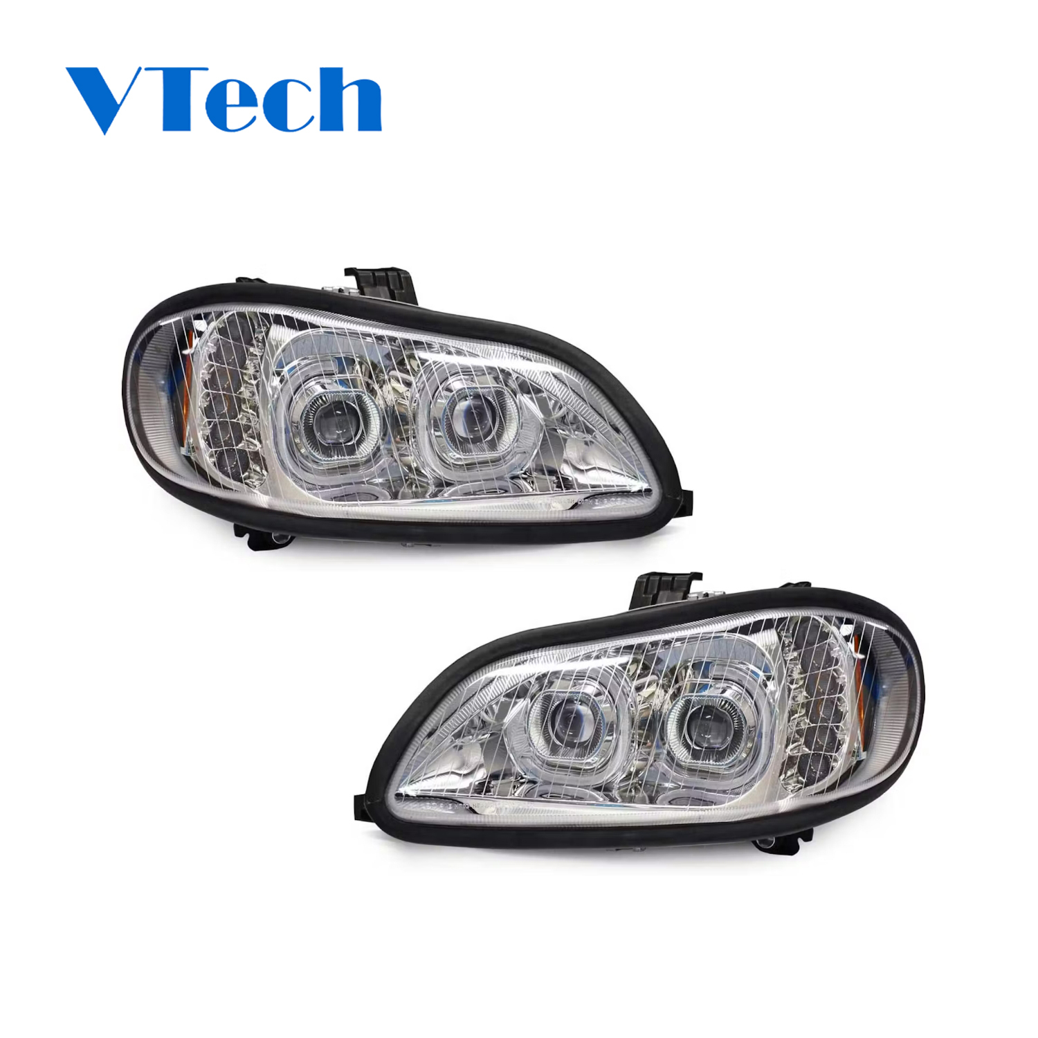 Freightliner M2 Full LED Chrome Projection Headlights With DRL Halo Ring