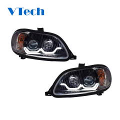 Freightliner M2 Blackout Projector Headlights With Dual Function Sequential LED Light Bar Pair