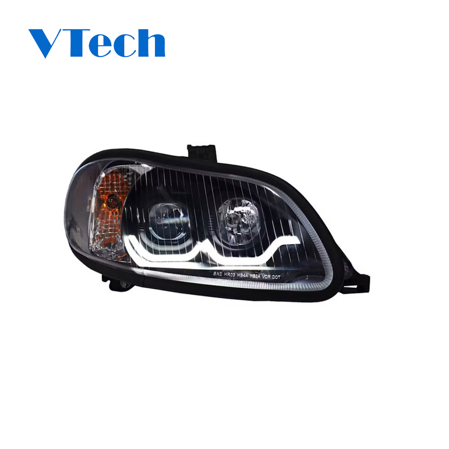 Freightliner M2 Blackout Projector Headlights With Dual Function Sequential LED Light Bar Pair