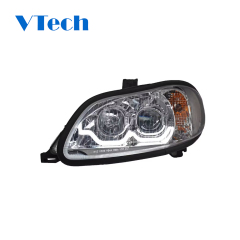 Freightliner M2 Chrome Projector Headlights With Dual Function Sequential LED Light Bar Pair