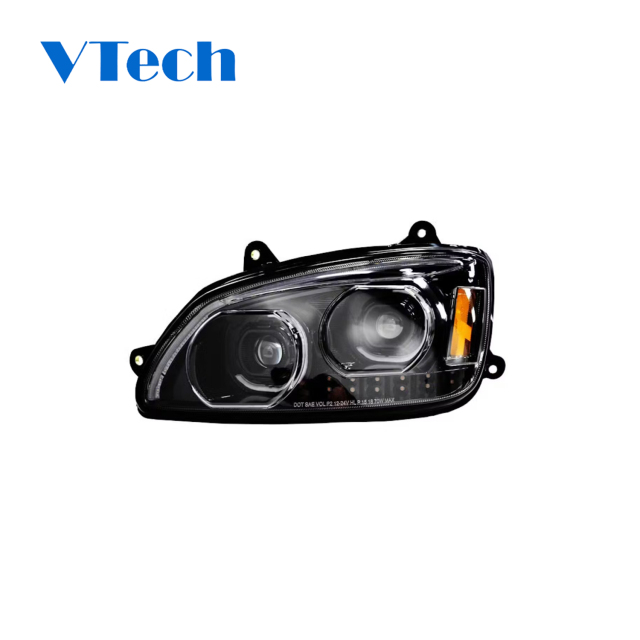 For 2008-2024 Kenworth T660 Full LED Blackout Projector Headlight With Halo Ring Duty Truck Headlamp