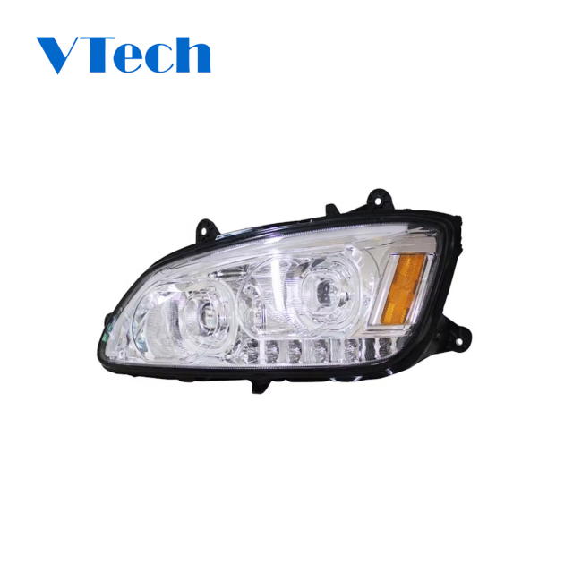 Fit For Duty Heavy Truck Kenworth T660 Full LED Chrome Projector Headlight With Halo Ring 2008-2024