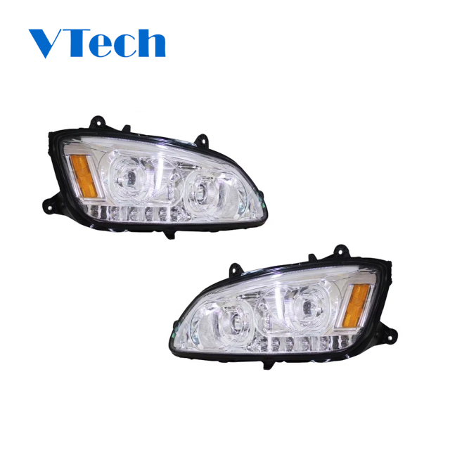 Fit For Duty Heavy Truck Kenworth T660 Full LED Chrome Projector Headlight With Halo Ring 2008-2024