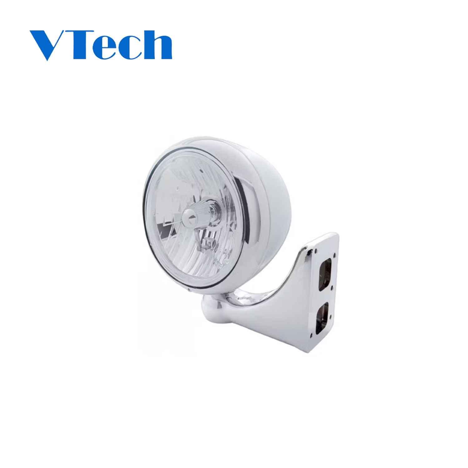 Headlamp Fit for Heavy Duty Truck Chrome Classic Guide Headlight H4 Bulb - Driver & Passenger