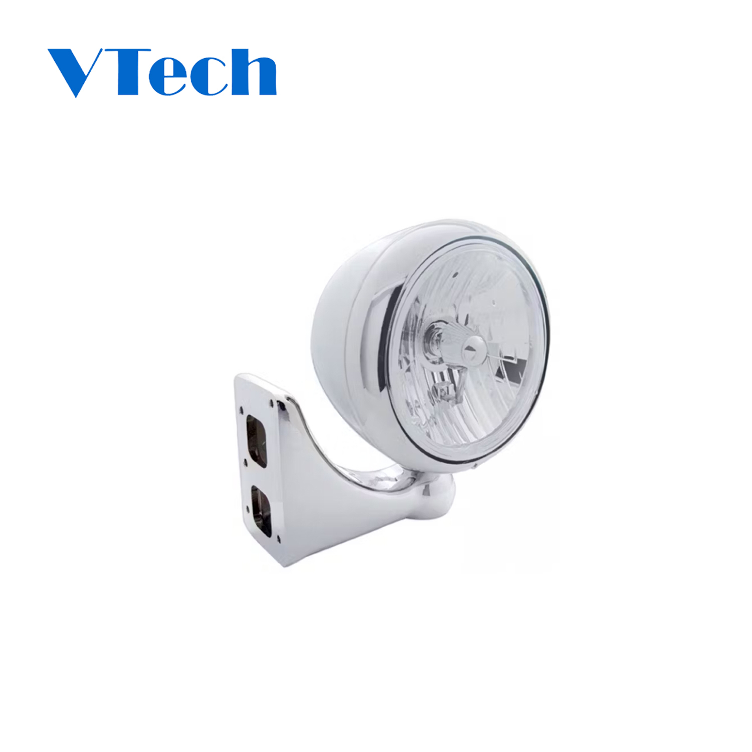 Headlamp Fit for Heavy Duty Truck Chrome Classic Guide Headlight H4 Bulb - Driver & Passenger