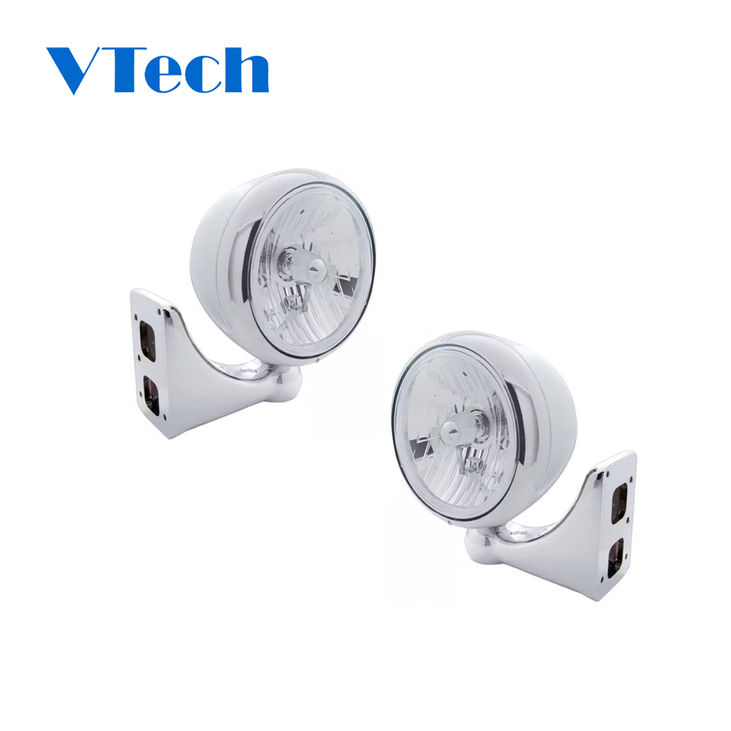 Headlamp Fit for Heavy Duty Truck Chrome Classic Guide Headlight H4 Bulb - Driver & Passenger