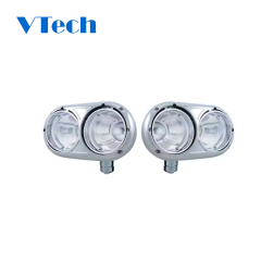 Headlamp Fit for Heavy Duty Truck Peterbilt 379 359 Pete Style Round Headlight Set Chrome Classic Complete Kit