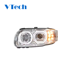 Peterbilt 388 389 367 567 589 Full LED Chrome Aftermarket Projector Headlight With Halo Ring