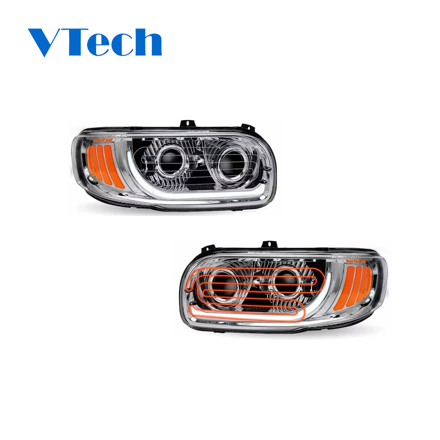 Peterbilt 367 388 389 567 589 Full LED Chrome Aftermarket Projector Headlight P54-6112-110