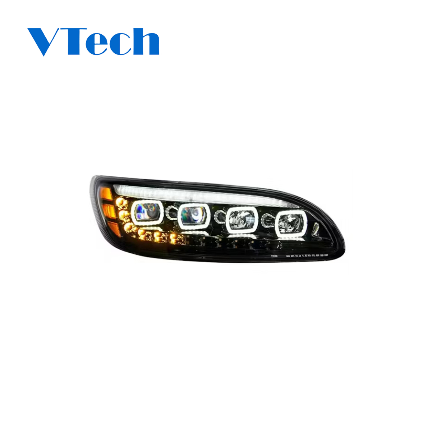 Peterbilt 382 384 386 387 Blackout Competition Series Quad-LED Headlight With LED DRL And Sequential Turn Signal