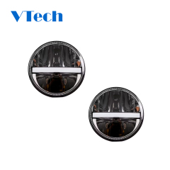 Heavy Duty Truck Spare Parts Fits for High Power Headlight LED 7" Round LED Headlight With Center DRL And Turn Signal  Headlamp for Truck